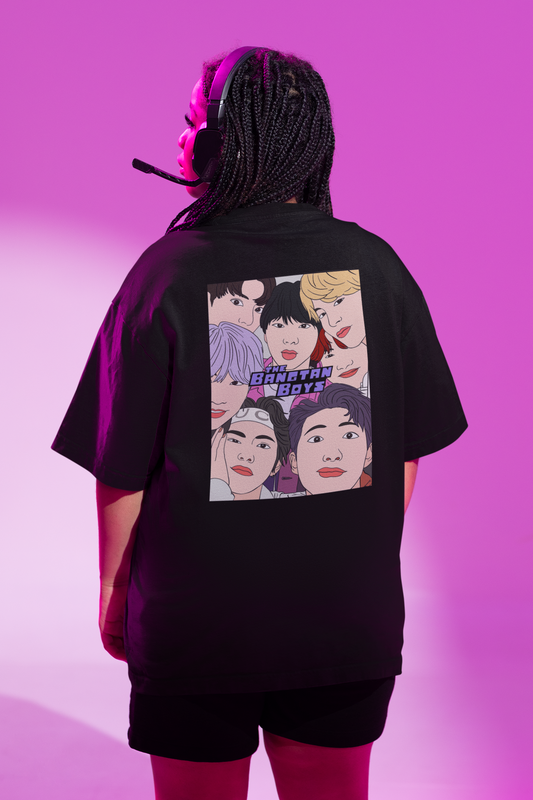 The Bangtan Boys-(Double Sided Print): BTS - Half Sleeve T-Shirts. BLACK