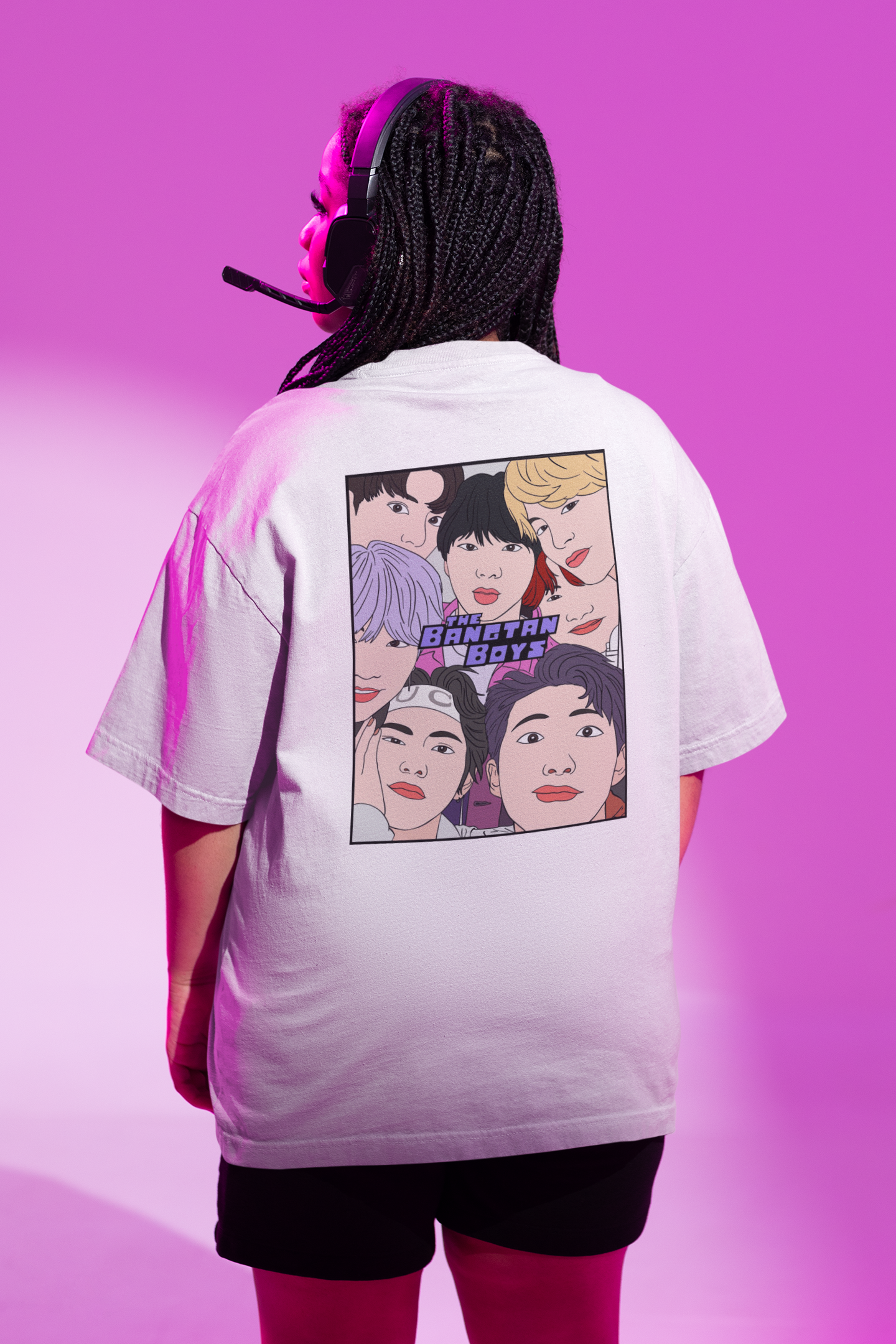 The Bangtan Boys-(Double Sided Print): BTS - Half Sleeve T-Shirts. WHITE