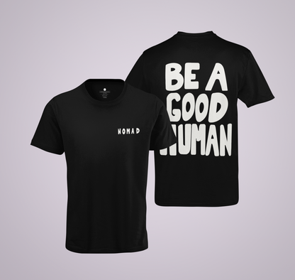 Be a good human- Nomad- Jimin (Double Sided Print): BTS - Half Sleeve T-Shirts BLACK