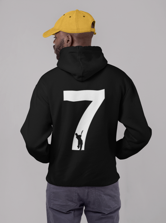 MS Dhoni 7 (Double Sided Print): WINTER HOODIES BLACK