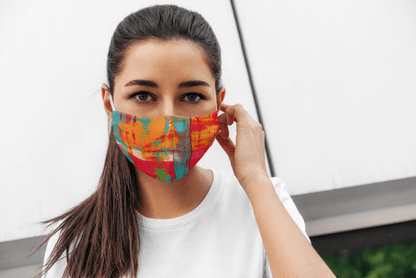 RED AND TEAL : Printed Tetra Shield Protection Mask