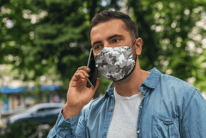 Grey Camouflage : Printed Tetra Shield Protection Mask Male