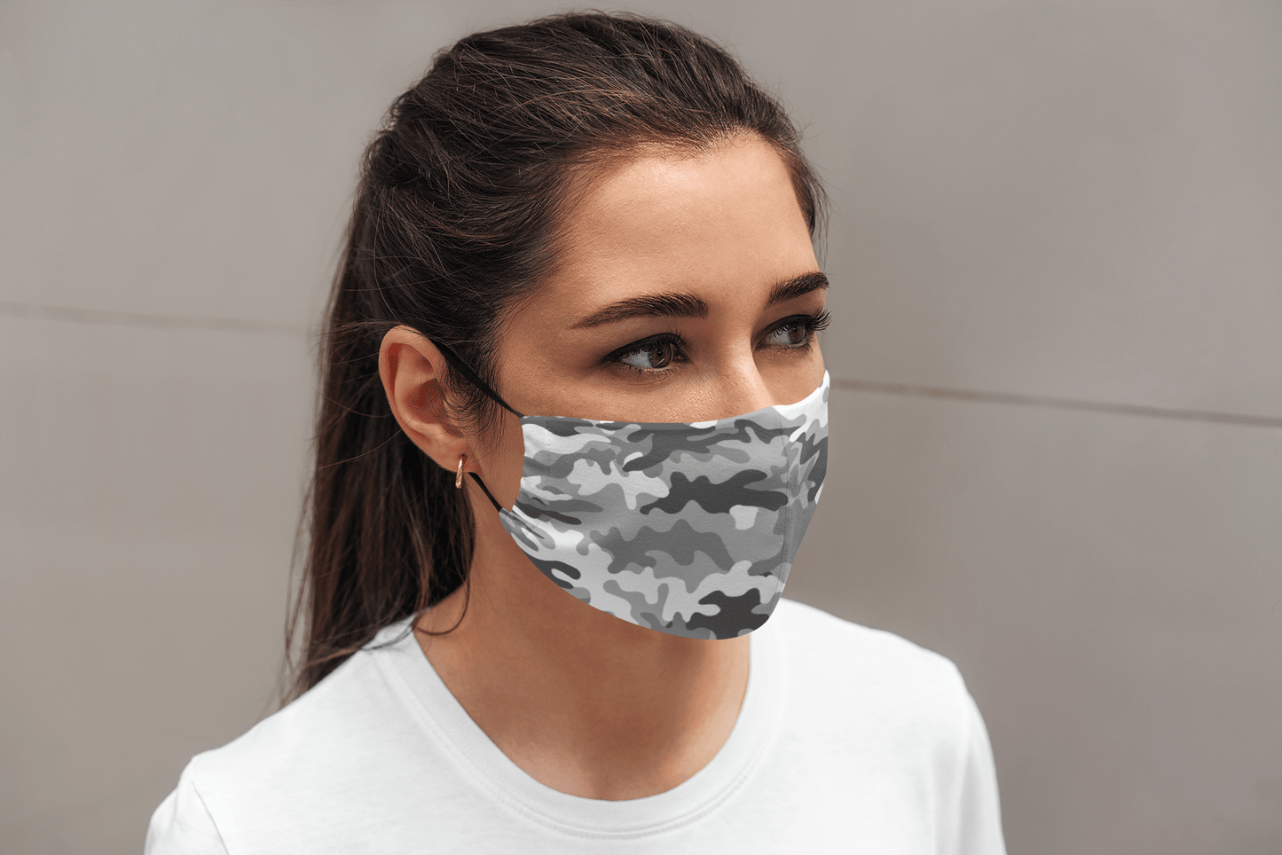 Grey Camouflage : Printed Tetra Shield Protection Mask ( PACK OF 3 ) Female