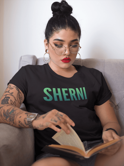 "SHERNI" - HALF-SLEEVE T-SHIRTS BLACK TEAL