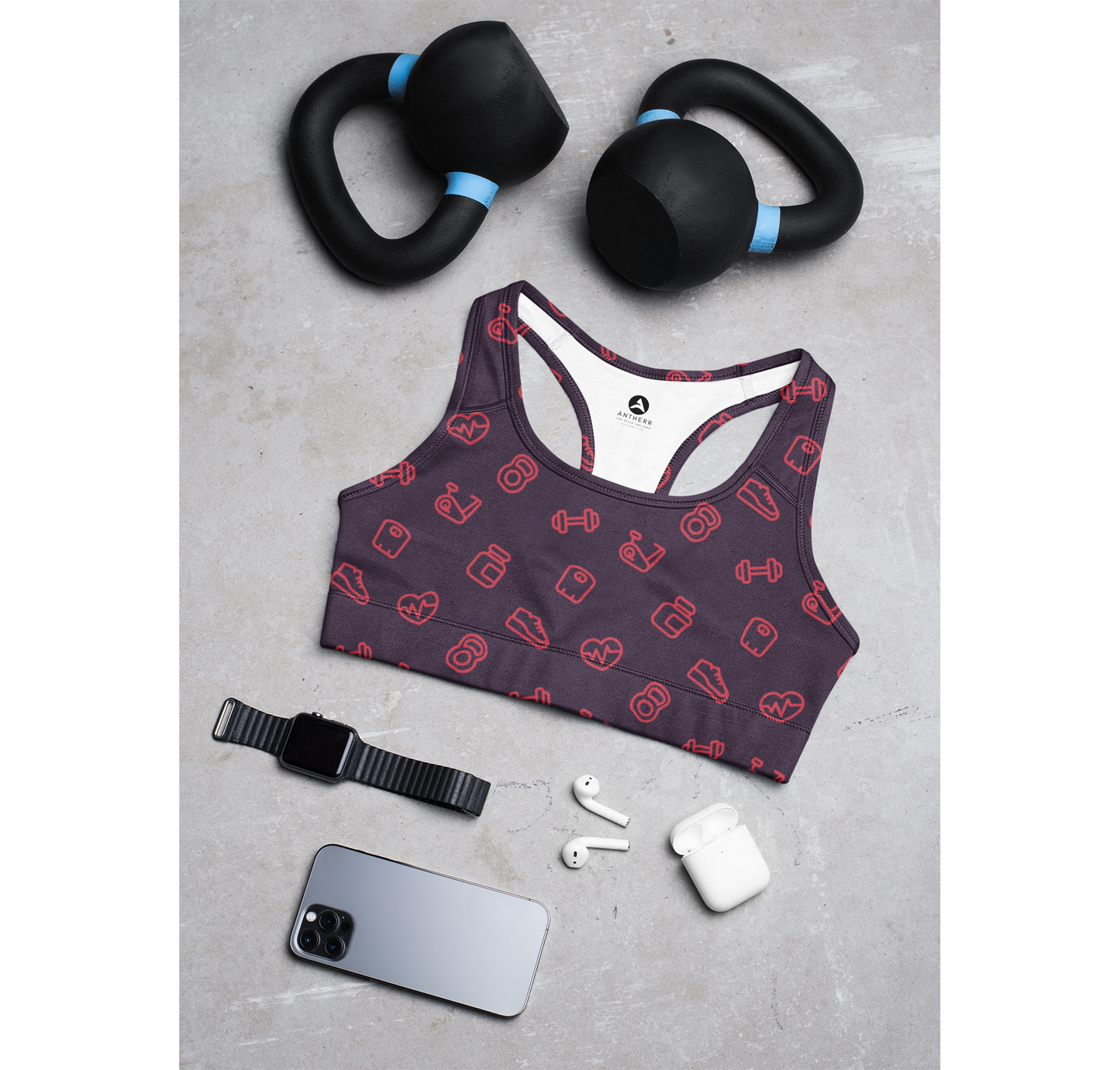 Cool Gym Pattern Sports Bra