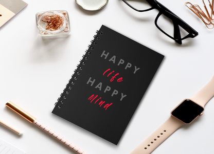 HAPPY LIFE HAPPY MIND SPIRAL NOTEBOOK A5