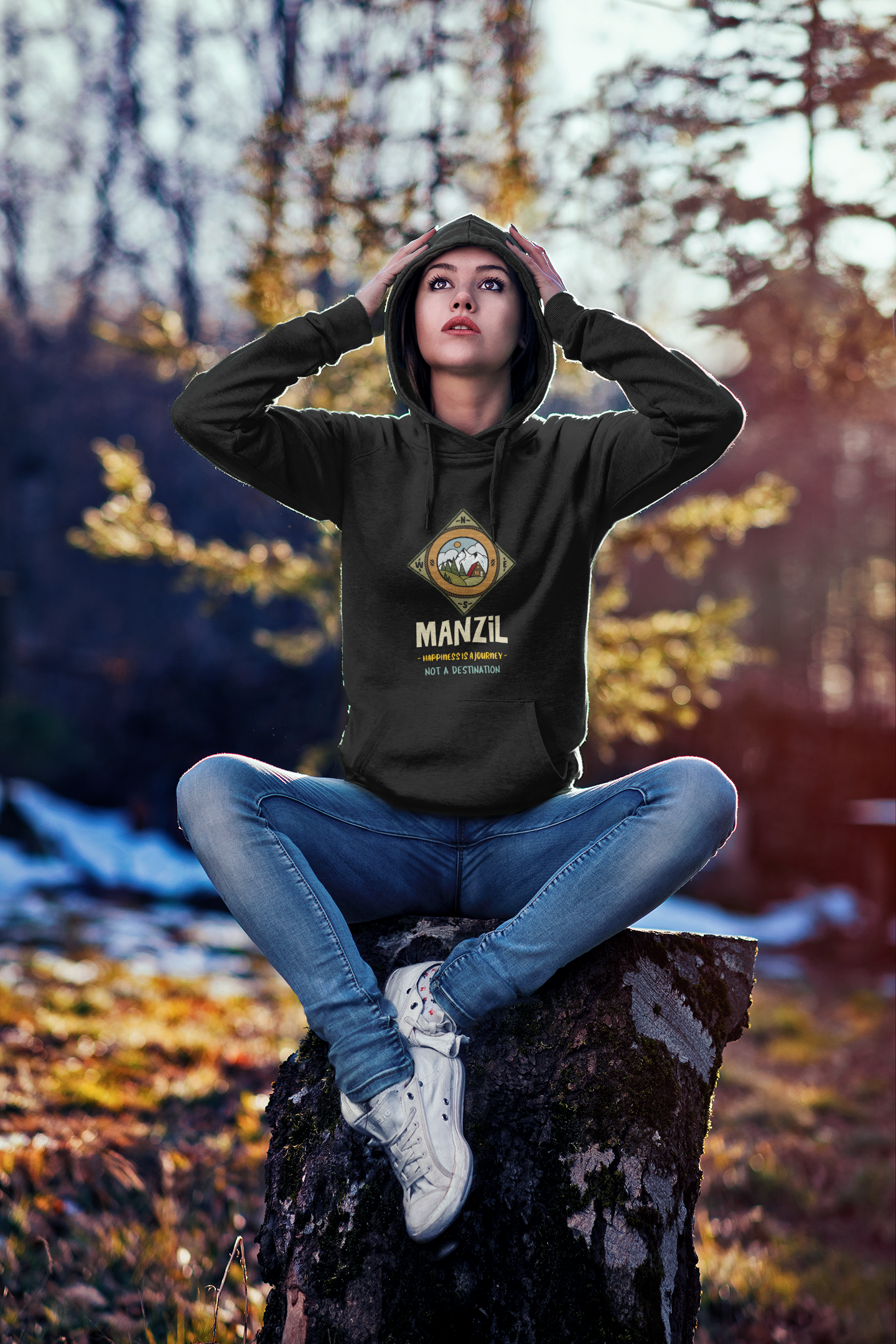 " MANZIL" - WINTER HOODIES FOR WOMEN BLACK