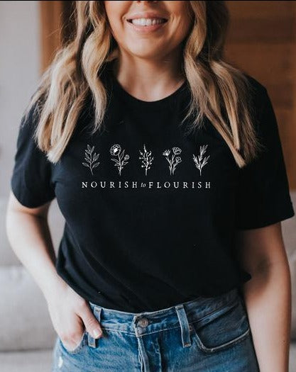 Nourish To Flourish - MINIMAL: Unisex Half-Sleeve T-Shirt
