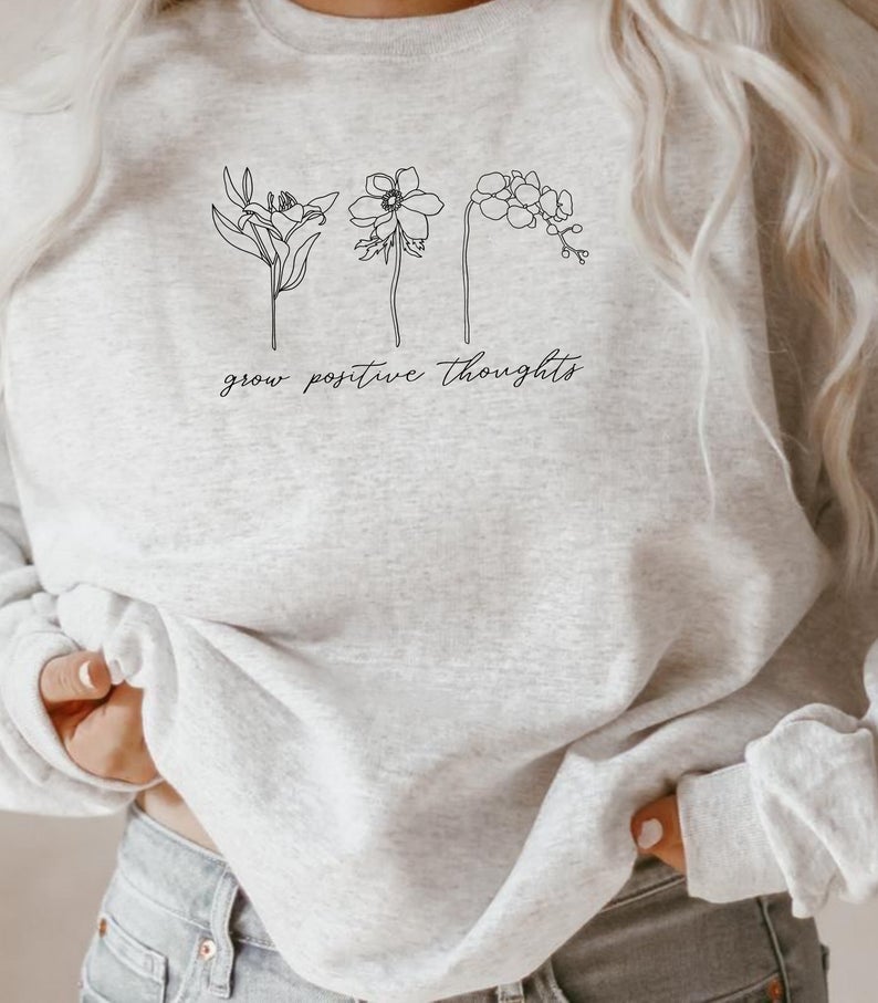 Grow Positive Thoughts - MINIMAL : Winter Sweatshirts WHITE