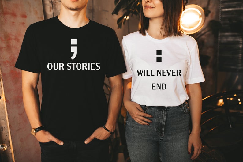 Our Story Will Never End - Half Sleeve Couple T shirts BLACK (him) & WHITE (her)