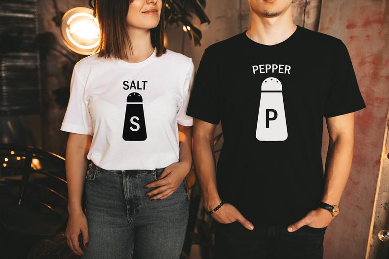Salt & Pepper - Half Sleeve Couple T shirts BLACK & WHITE