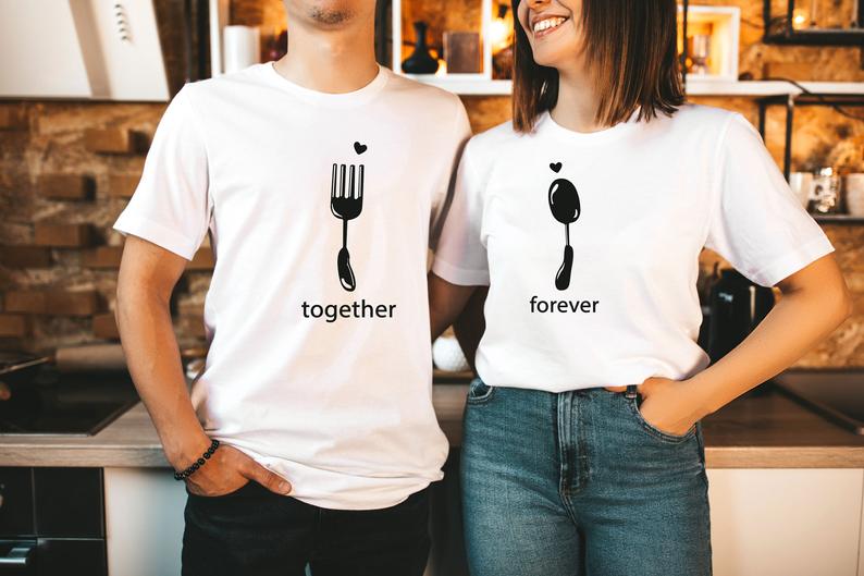 Together Forever - Half Sleeve Couple T shirts BOTH WHITE