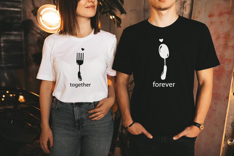 Together Forever - Half Sleeve Couple T shirts BLACK & WHITE