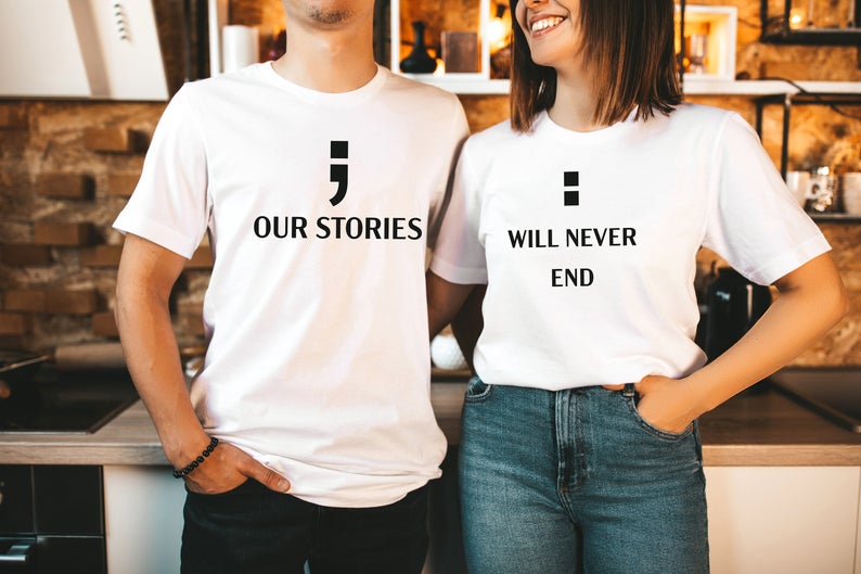 Our Story Will Never End - Half Sleeve Couple T shirts BOTH WHITE