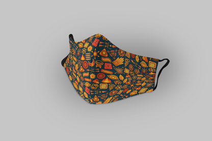 "Tribal Doodle Patterns"- Printed Tetra Shield Protection Mask