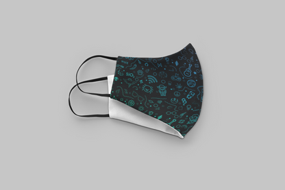 "Techy Doodle"- Printed Tetra Shield Protection Mask