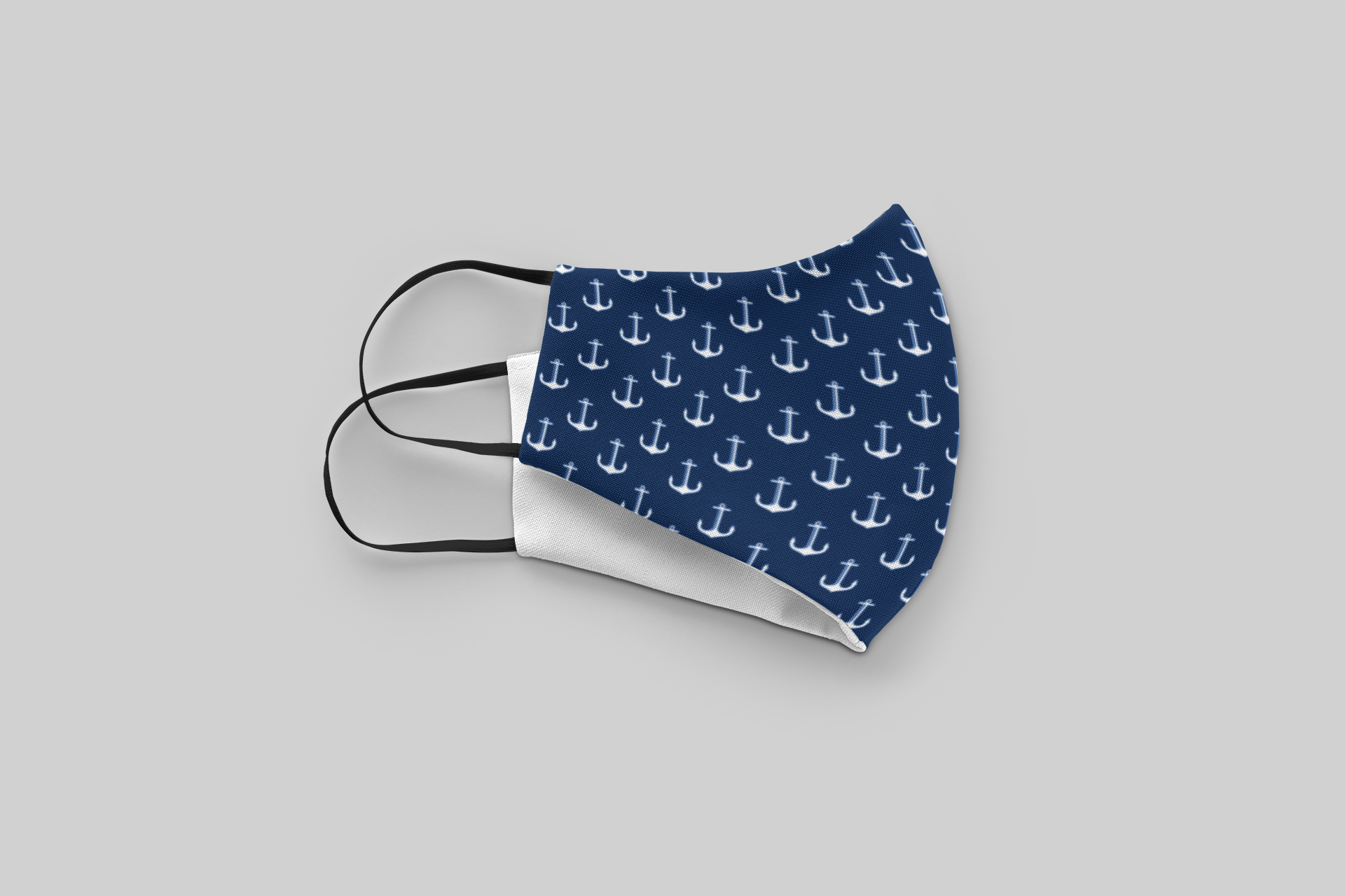 Navy Blue Anchor Pattern : Printed Tetra Shield Protection Mask ( PACK OF 3 )