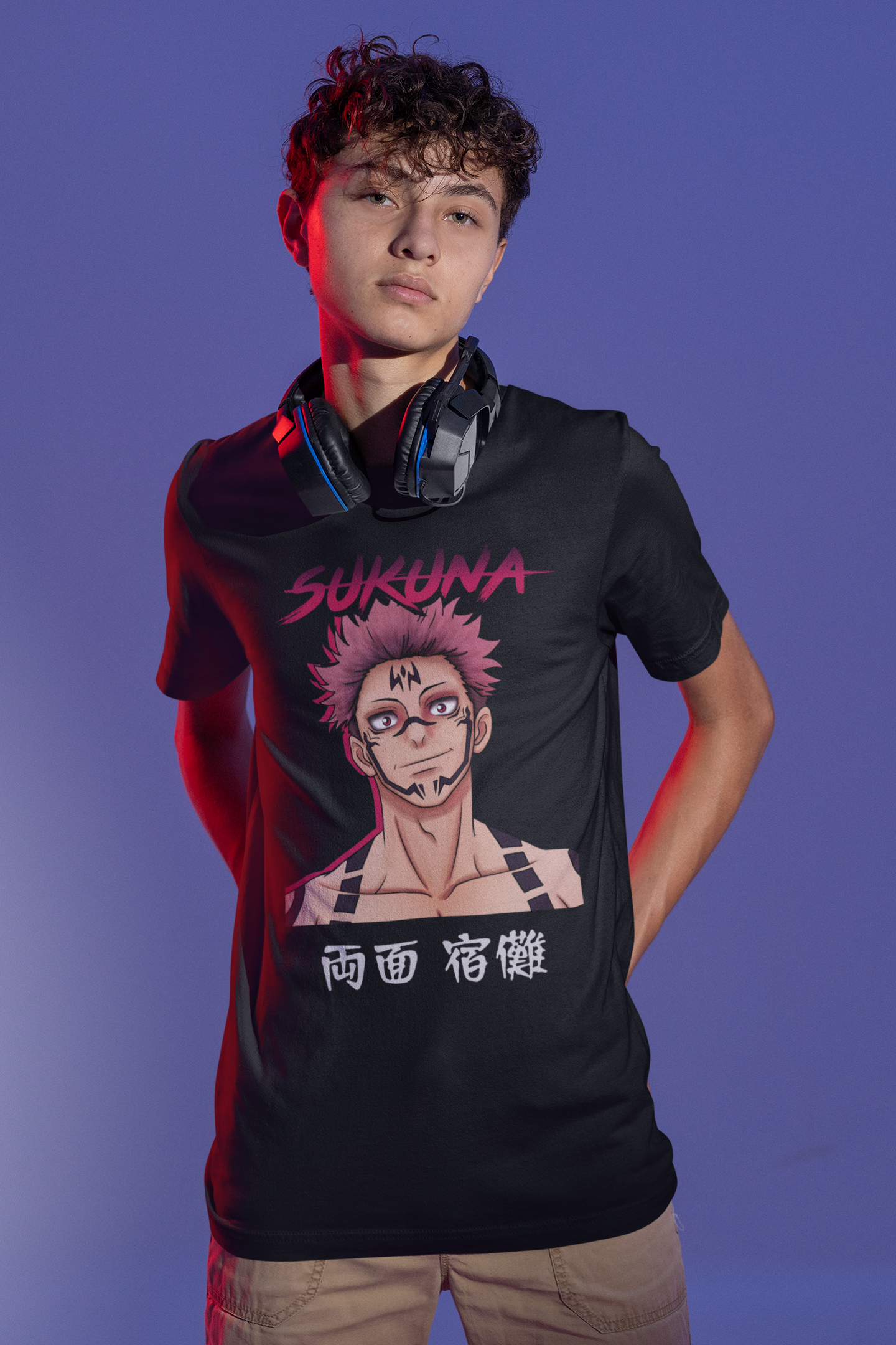 Sukuna-Jujutsu Kaisen: Anime- Regular Fit T-Shirts BLACK