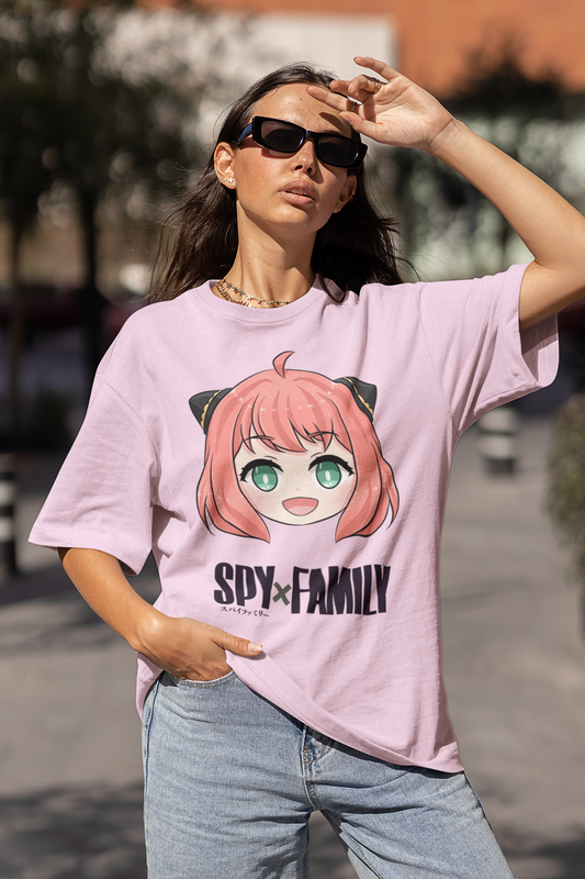 Anya: SpyxFamily- Anime Oversized T-shirts LIGHT BABY PINK