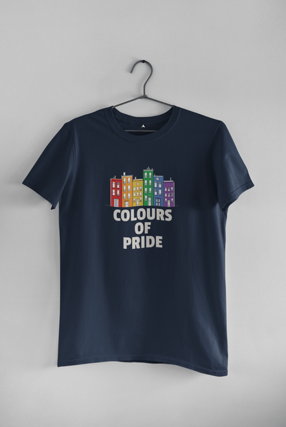 "COLOURS OF PRIDE " HALF-SLEEVE T-SHIRT. NAVY BLUE