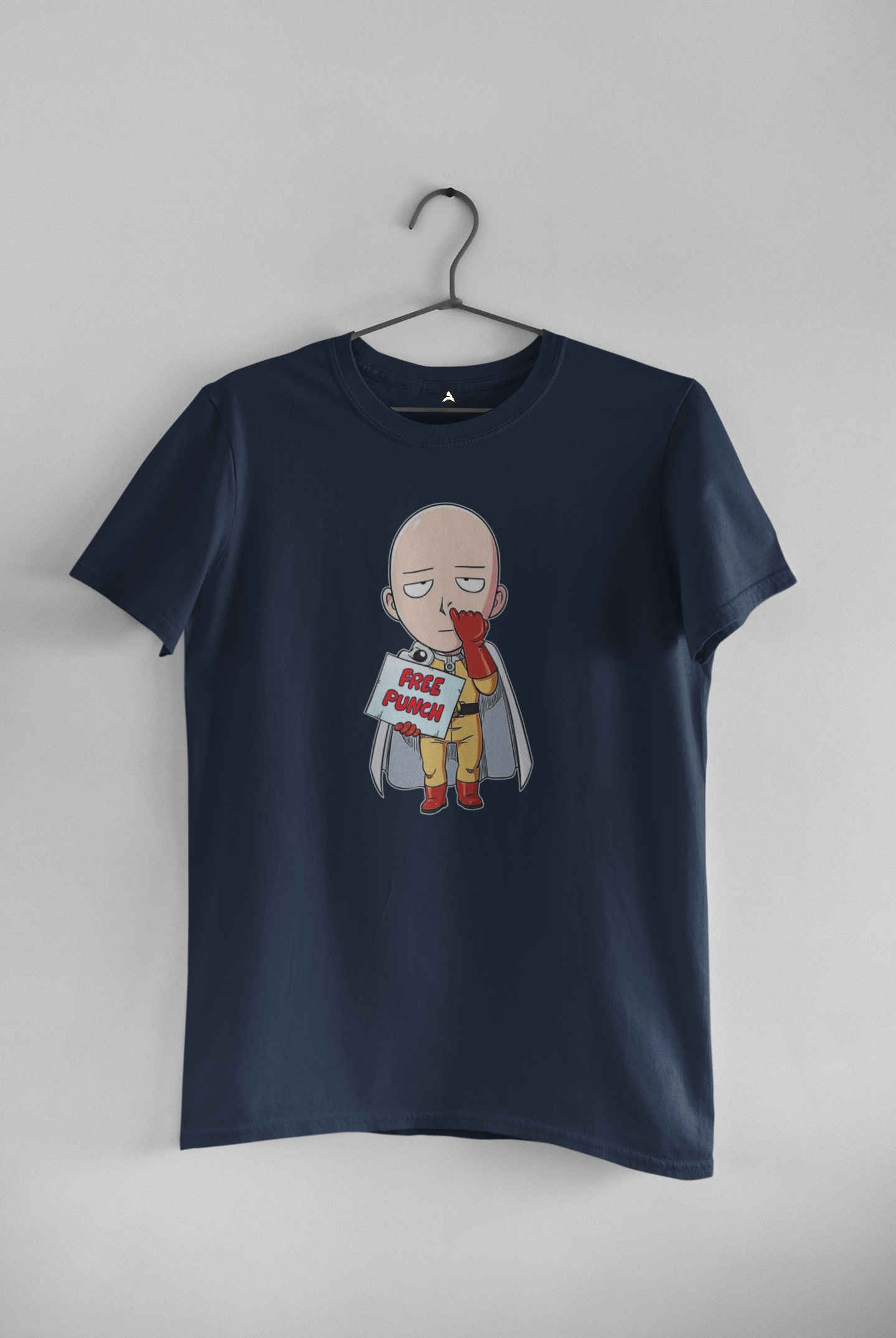 Free Punch: One Punch Man : Anime- Half Sleeve T-Shirts NAVY BLUE
