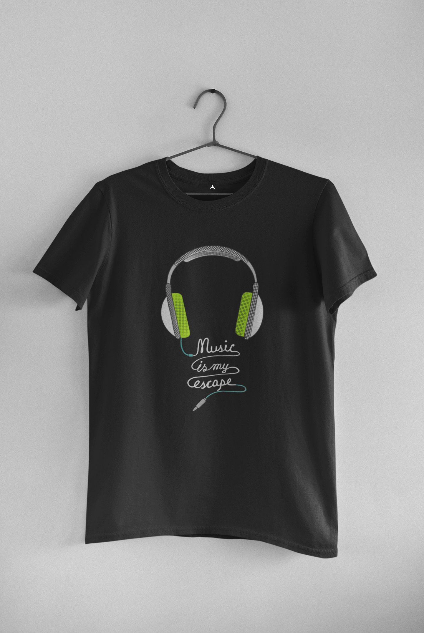 "MUSIC IS MY ESCAPE" HALF-SLEEVE T-SHIRTS BLACK