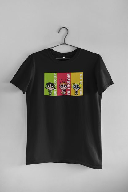 The Trio- POWERPUFF GIRLS : Half-sleeve T-shirts BLACK