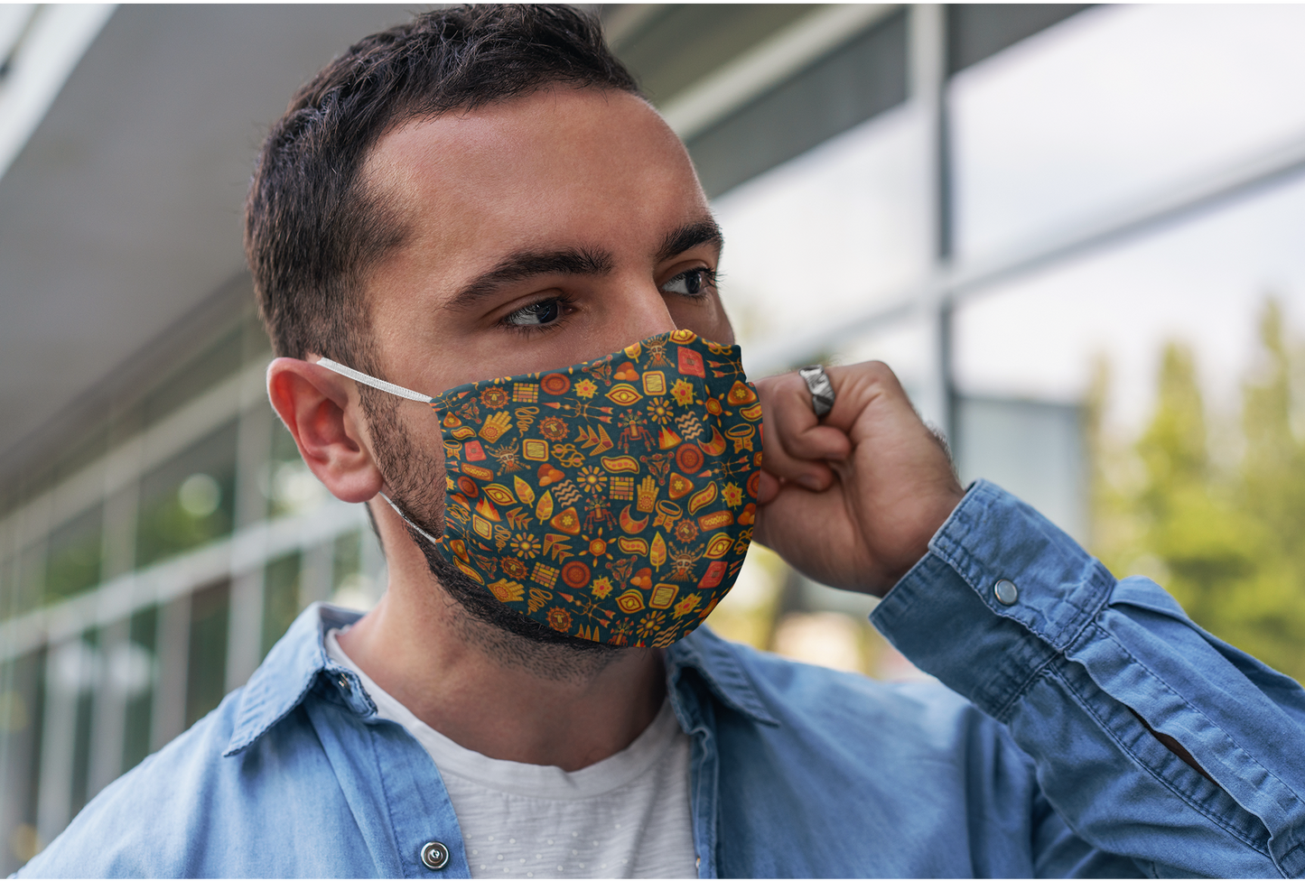 Tribal Doodle : Printed Tetra Shield Protection Mask ( PACK OF 3 ) Male