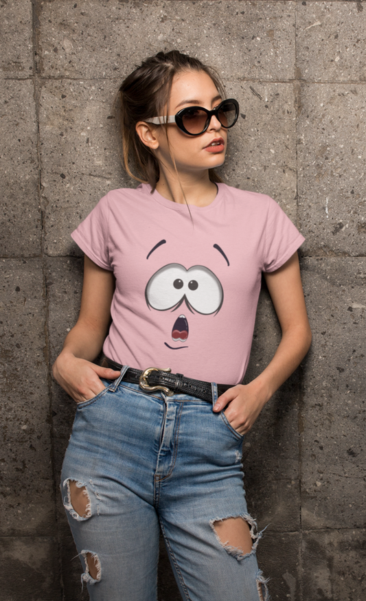 SURPRISING FACE : HALF-SLEEVE T-SHIRT LIGHT PINK