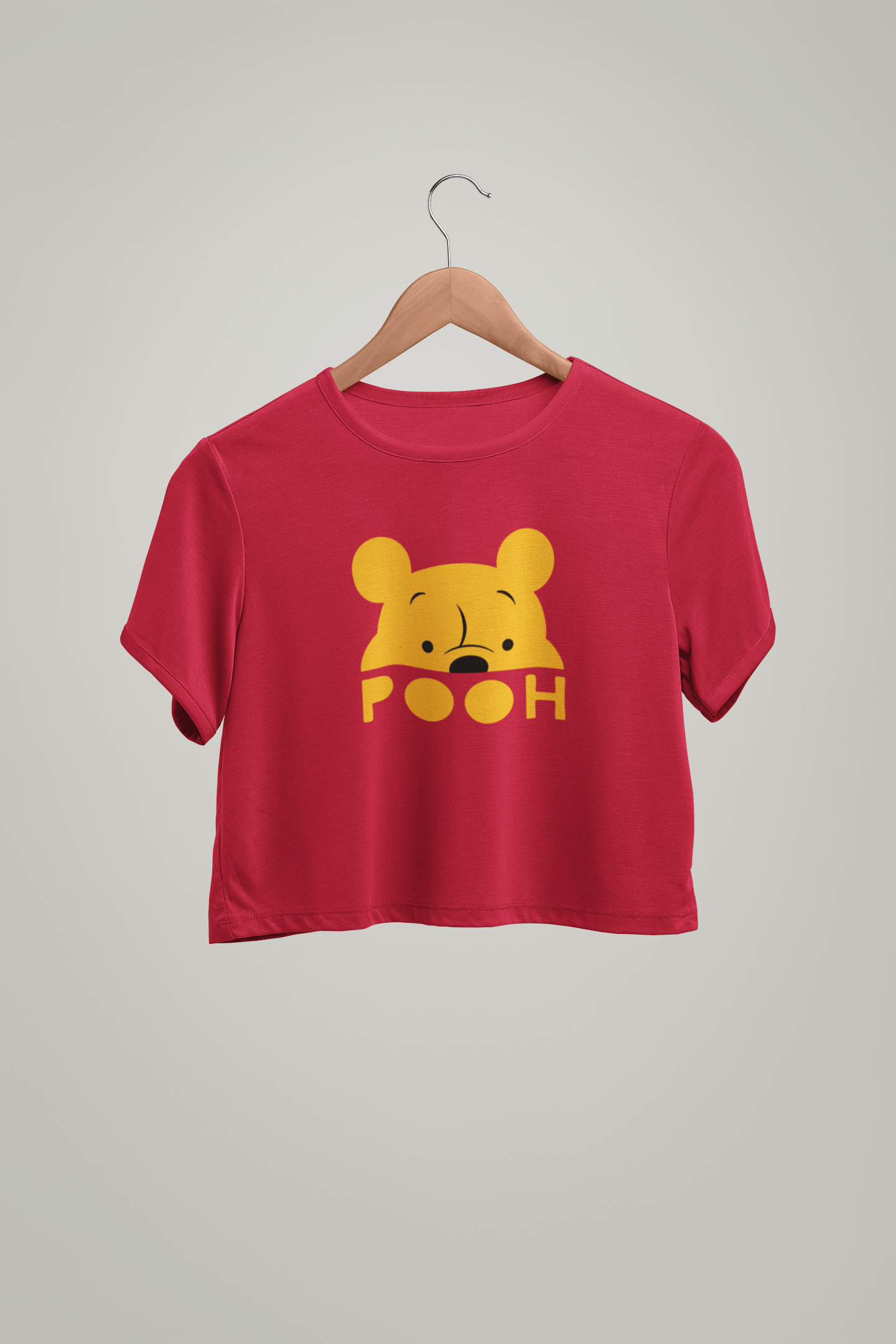POOH : Winnie the Pooh & Pals -HALF-SLEEVE CROP TOPS RED