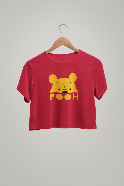 POOH : Winnie the Pooh & Pals -HALF-SLEEVE CROP TOPS RED