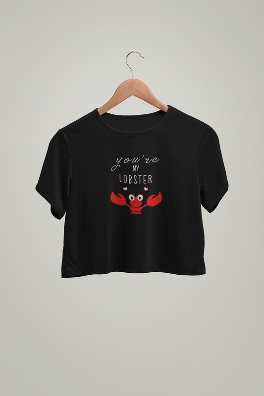 YOU'RE MY LOBSTER- HALF-SLEEVE CROP TOPS BLACK