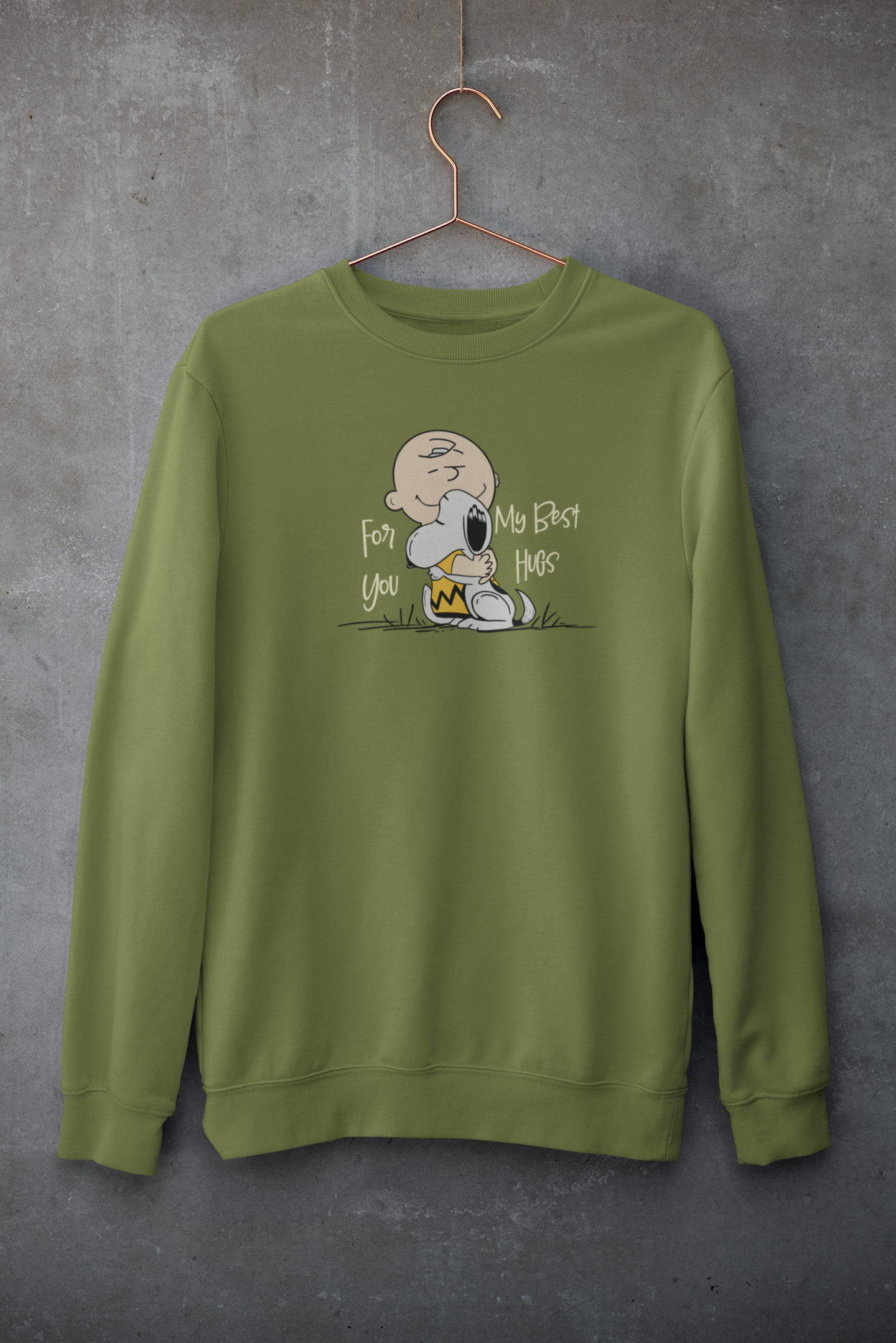 Snoopy - My Best Hugs : The Peanuts Winter Sweatshirts OLIVE GREEN