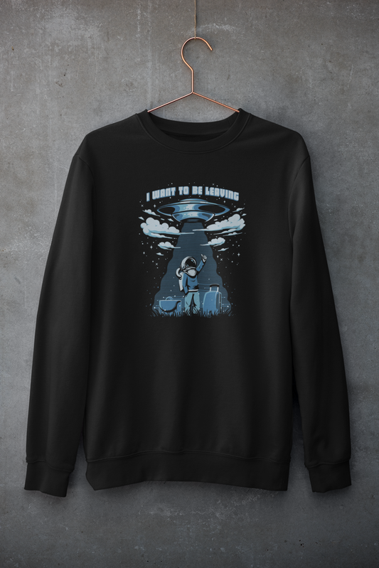 I Want To Be Leaving : ALIEN AND SPACE- Winter Sweatshirts BLACK