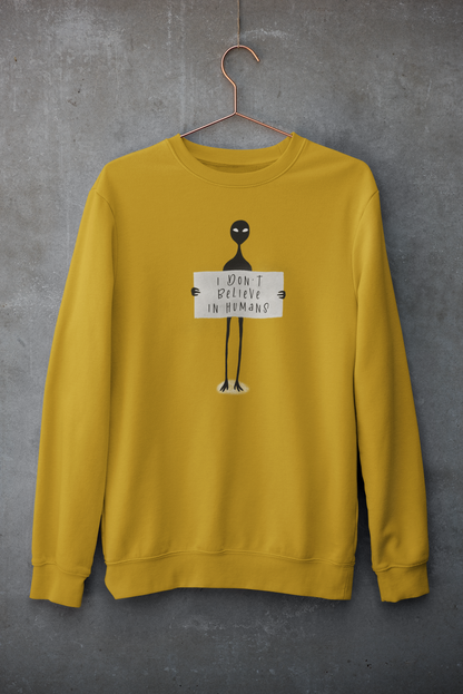 I Don't Believe In Humans : Alien & Space - Winter Sweatshirts MUSTARD YELLOW