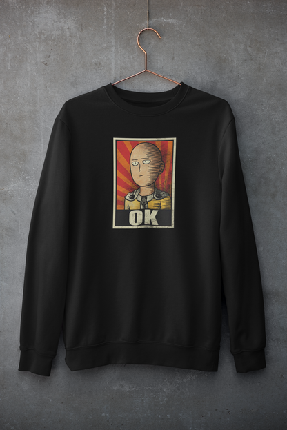 OK- One Punch Man Unisex Winter Sweatshirt BLACK