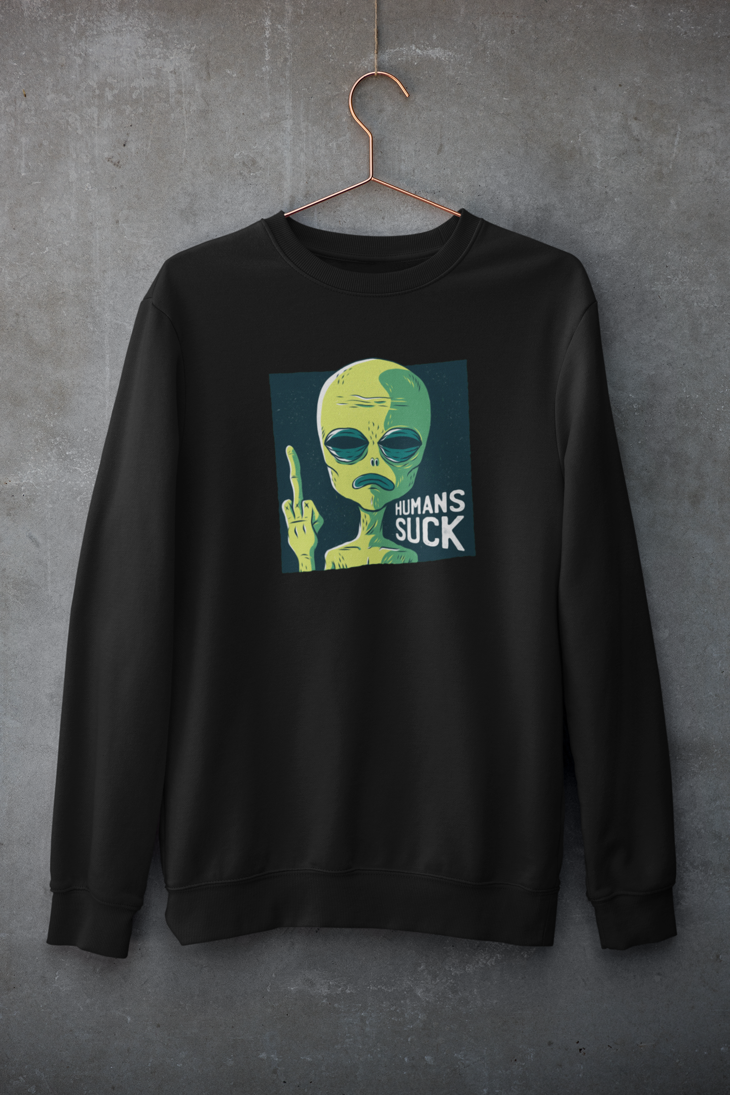 Human Sucks : ALIEN AND SPACE- Winter Sweatshirts BLACK
