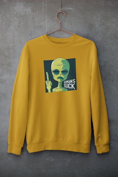 Human Sucks : ALIEN AND SPACE- Winter Sweatshirts MUSTARD YELLOW