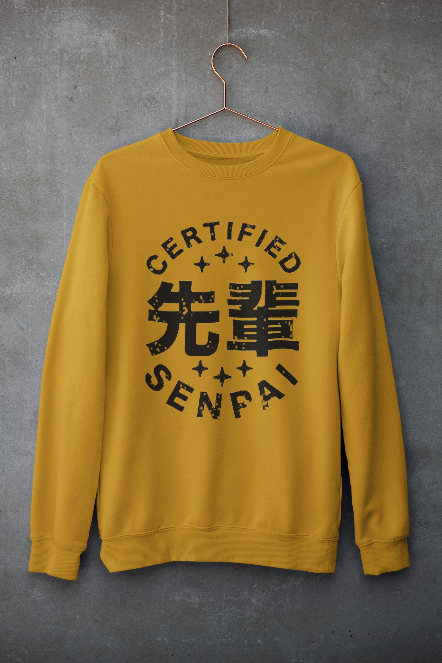 Certified Senpai: Winter Sweatshirt- Mustard Yellow
