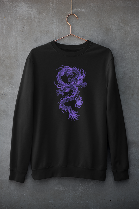 Japanese Dragon : Aesthetic- Winter Sweatshirt BLACK