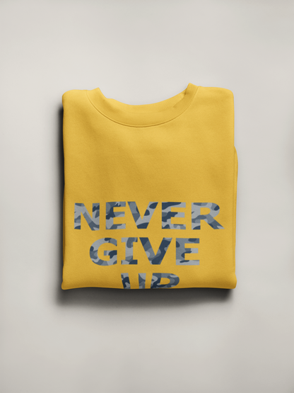 "NEVER GIVE UP" - HALF SLEEVE T-SHIRTS YELLOW