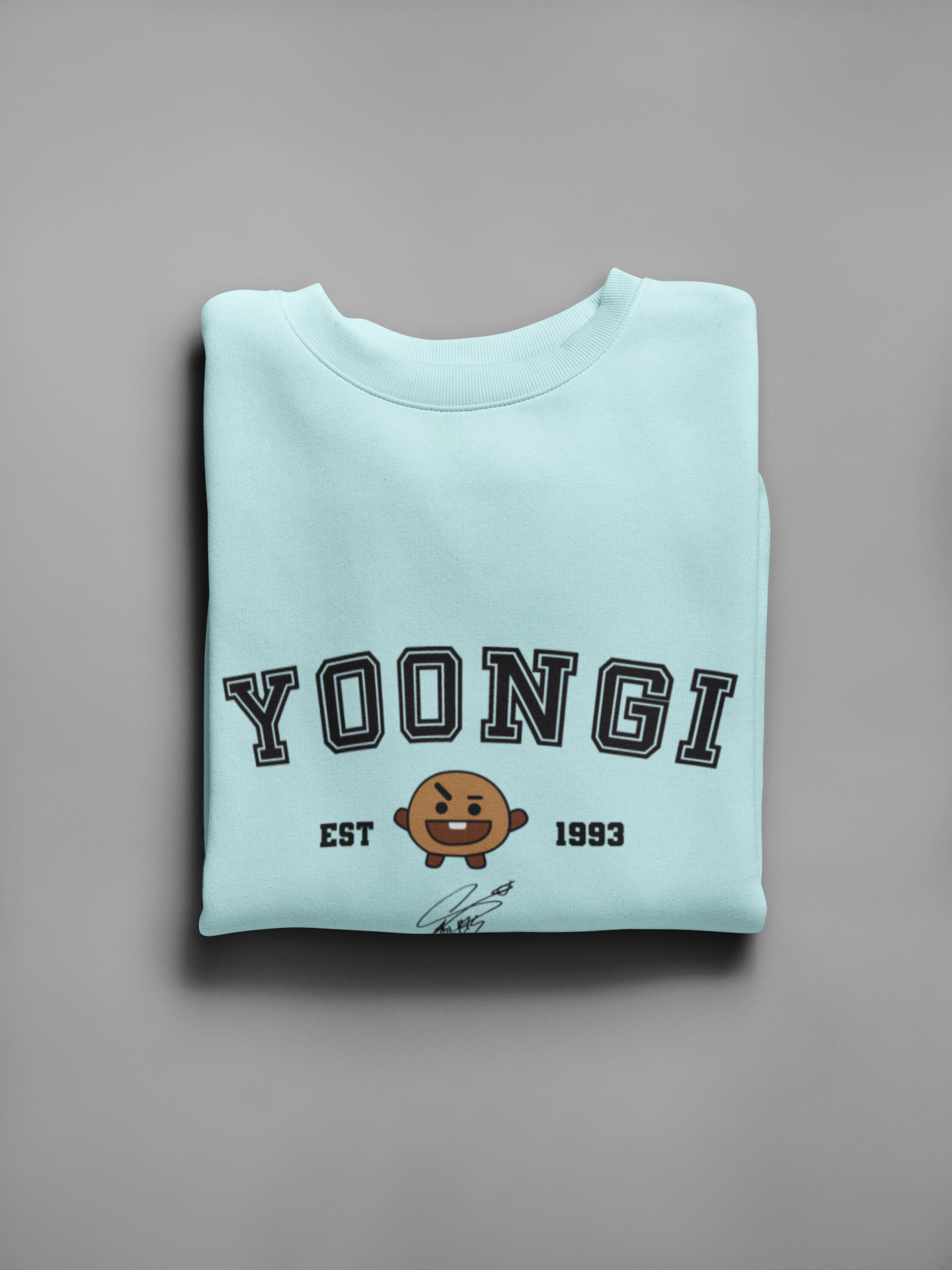 Yoongi- Shooky: BTS- Winter Sweatshirts MINT BLUE