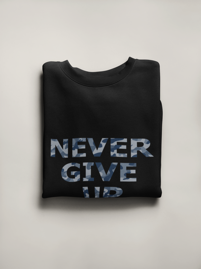 "NEVER GIVE UP" - HALF SLEEVE T-SHIRTS BLACK