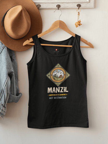 "MANZIL"- SLEEVELESS T-SHIRTS BLACK