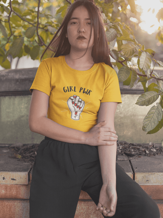 " GIRL-POWER " - HALF-SLEEVE T-SHIRTS YELLOW