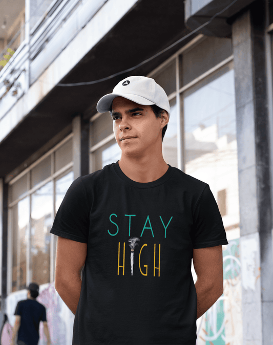 "STAY HIGH" - HALF-SLEEVE T-SHIRT'S BLACK