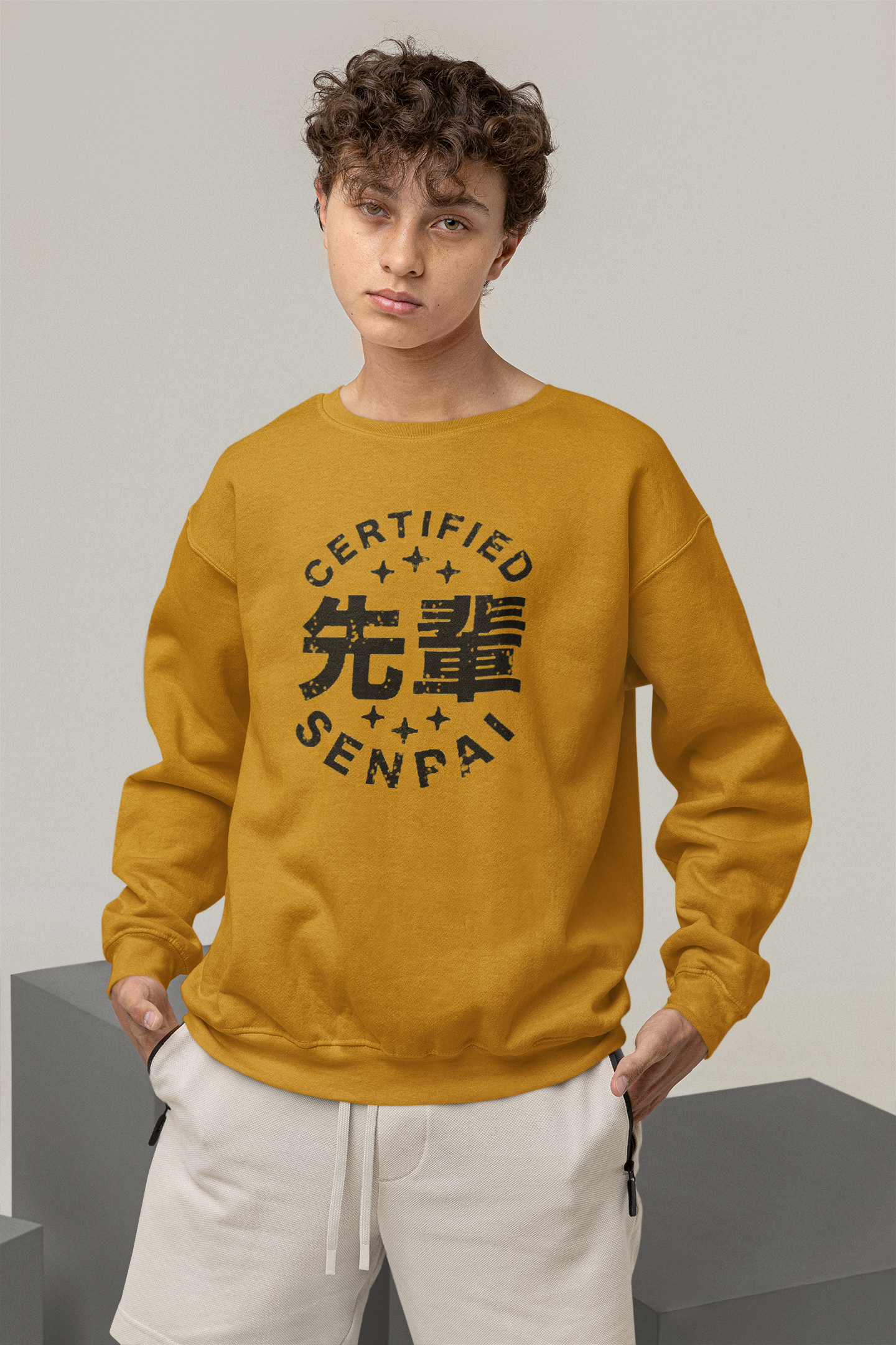 Certified Senpai: Winter Sweatshirt- Mustard Yellow MUSTARD YELLOW