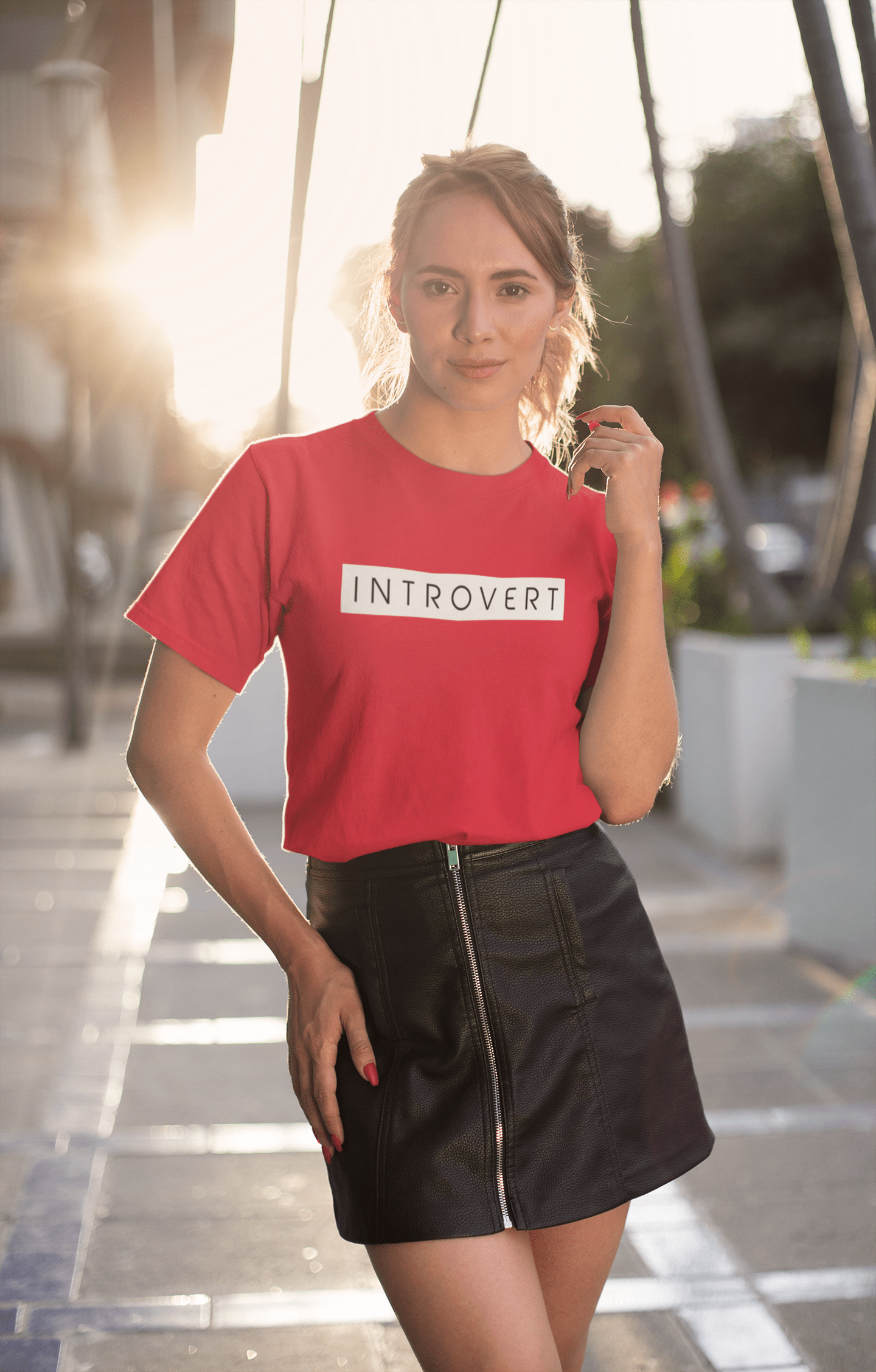 Introvert : Unisex Half-Sleeve T-Shirt. RED