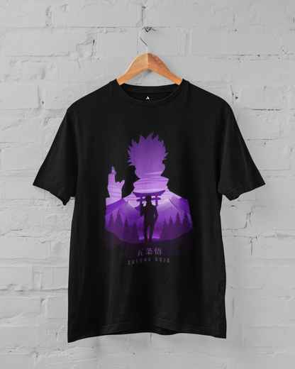Satoru Gojo-Jujutsu Kaisen: Anime- Unisex Regular Fit Half Sleeve T-Shirts BLACK