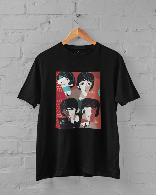 The Beatles Unisex Oversized T-Shirts BLACK